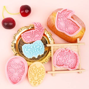 Venice Carnival Mask Series 3D Cartoon Shape Plastic Cutters Biscuit Mold Eco-Friendly DIY Customized Clay Craft Kit 2-Piece Set