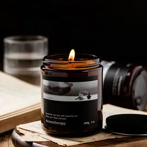 Private Label Scented Candle Supplier Luxury Custom Premium Black Scented Candle Private Label Scented Candle in Glass Jar 7oz