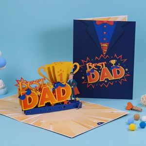 Unique Handmade Father's Day Cardstock Thank You Card Best Dad Handcrafted Laser Cut 3D Pop up Cards for Dad