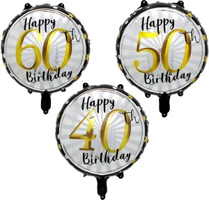 New 18 Inch Adult Birthday Round Aluminium Film Balloon for 18-60 Birthday Party Decoration
