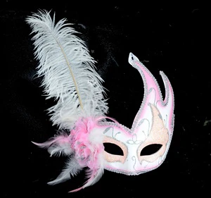 Fun Ostrich Feather Mask for Party Carnival Venetian Mardi Gras Masquerade Cosplay Costume Xmas Decor and Holiday Supply