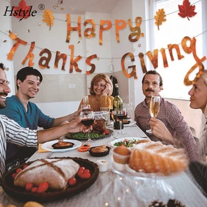 Autumn Thanksgiving Decoration Happy Thanksgiving Maple Leaves Banner Fir Fall Thanksgiving Home Indoor Outdoor Decors HS1486