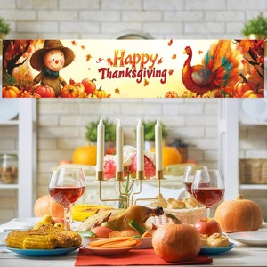 New Thanksgiving Banner Holiday Party Photo Decoration Supplies Pull Strip Hanging Cloth Bunting Customization