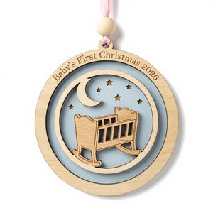 Personalized Baby's First Christmas Ornament | Custom 3D Plywood Baby Gift UV Printing | Bulk Holiday Decor For Retailers 2026