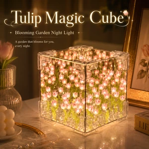 Creative handmade DIY birthday gift for girls and best friends: flower sea mirror, holiday gift, cube tulip night light