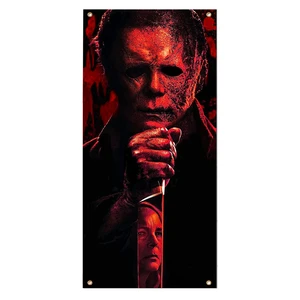 Halloween Series Scary Killer PE Reusable Door Cover Decoration Set for Outdoor Parties Festivals Christmas Decorations