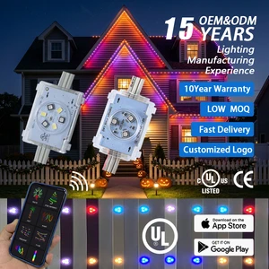 200ft UCS2904 Outdoor House Roof Decoration Led Pixel Point Light Year Round DC 48V IP68 Permanent Christmas Track Lights