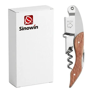 Corkscrew Custom Logo Wine Opener Personalized Wooden Handle Engraved Wedding Party Business Gift