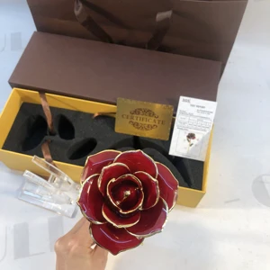 K-0106 Valentine Luxury Gift Box Valentine's Day Products Real Rose Preserved Flowers 24KRed Gold Plated Dipped Rose Flower
