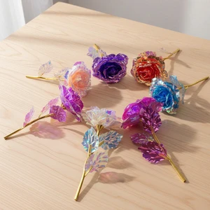 2026 Valentine's Day Gift PP-H100 Brand Colored Gold Foil Everlasting Rose Flowers-Zhejiang Origin Valentine's Day Gift for Your