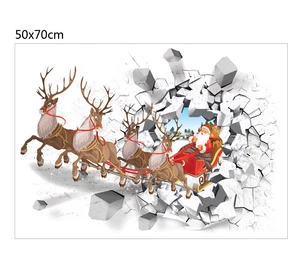 Wholesale Christmas sticker Decorative Waterproof PVC Wall Sticker Santa Reindeer Sleigh Designs Embossed Promotional wall decal