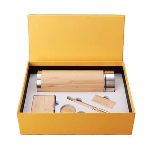 Christmas Wedding Anniversary Birthday Gifts Wooden Thermos Flask USB Flash Drive Cardholder Combo Set Business Gift Set