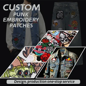 Computer Embroidered Logo Punk Style Skull Patch With Ghost Head Clothing Accessories Badge DIY Cloth Patch