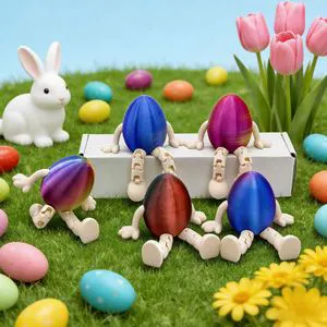 new Cross border hot selling Easter bunny Easter egg 3D printed toy creative gift bunny egg ornament