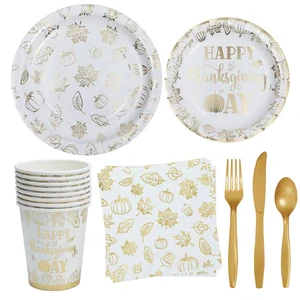 Thanksgiving FDA Certified Disposable Paper Tableware Set - 16pc Eco-Friendly Party Kit