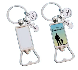 Custom Personalized Father's Day Gifts Sublimation Blank DAD Fishbone Bottle Opener Metal Keychain