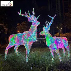 Street Holiday Lights Outdoor Christmas Decoration 3D Fantasy Color Luminous Reindeer Sculpture Light Led Motif Light