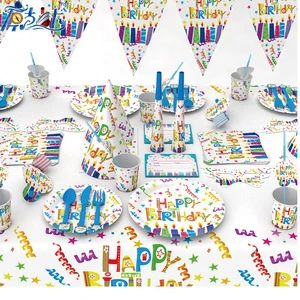 Kids Birthday Party Supplies Wholesale Disposable Paper Plate Cup Banner Party Set Birthday Carnival Theme Baby Birthday Party