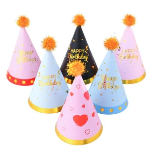 Wholesale 16cm Gilded Birthday Hat Adult Children Birthday Paper Hats Party Supplies Decoration
