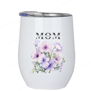 Personalized Mom Gift with Kids Names & Birth Month Flowers Wine Cups Mom Gift From Kids Mother's Day Gift