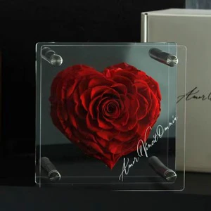 Luxury Acrylic Stand Real Natural Preserved Rose Gift Box Valentine's Day Confession Gift Dried Flowers Ornament Premium Accent