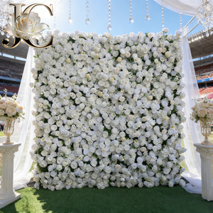 JC Handmade Silk Artificial Flowers 8ft Modern Square Backdrop Arch Stand Wedding Party Birthday Decorations Indoor Outdoor