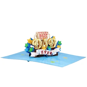 Custom Father Day 3D Pop Up Card Digital Printed Wholesale Handmade Greeting Card Daddy Day Theme Vietnam Paper Gift
