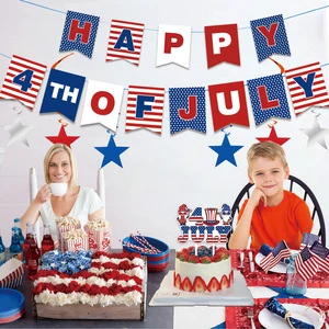 Customized Independent Day Party Supplies for Birthday Parties, Banners, Spiral Decorations, Holiday Disposable Cake Decorations