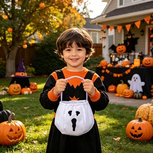 Halloween Holiday Supplies Decorations Halloween Party Supplies White Candy Bag Ghost Spider Halloween Children's Gift Bag