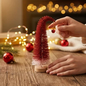 SANWEI Best Selling Christmas Products Decorative Items Mini Bottle Decoration Artificial Nordic Crooked Neck Christmas Tree