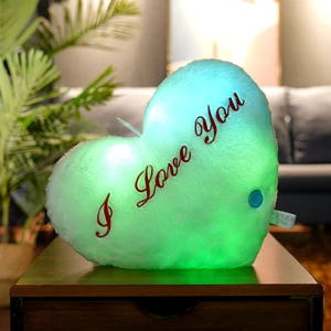 Custom Brand Heart Shaped Pillow High Quality LED Light Glowing Cushion For Valentine's Day Filled With PP Cotton