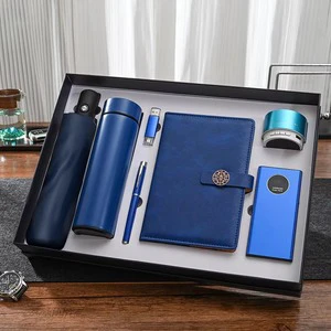 Custom Logo Office Business Anniversary Gift Promotional Vaccum Bottle Pen Notebook Umbrella Corporate Luxury Gift Set