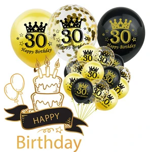 15 Piece Set 30 40 50 Years Old Sequins Confetti Transparent Balloon Adult Birthday Balloon Party Decoration