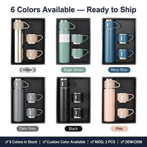 Popular Business 500ml Gift Box Set Portable Business Cup Stainless Steel Thermos Cup One Cup Flasks Water Bottle With 3 Lids