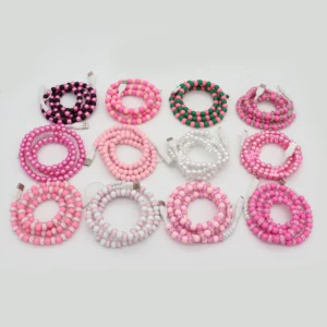 Valentine's Day Gift Pink Beads 2-in-1 Charger Usb Phone Cable For Computer Use For Friend For Couple