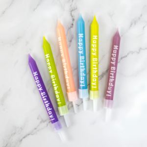 Wholesale Multicolor Happy Birthday Printed Birthday Cake Decoration Candles 6pcs Pack Cake Toppers Party Supplies