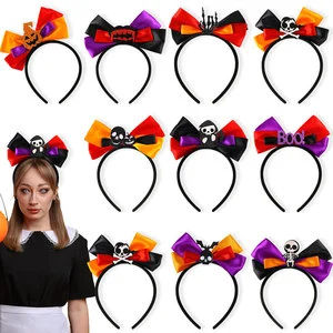 PARTYMENT Eerie Elegance Halloween Bat Pumpkin Headband Set With Spider Decor For Holiday Party Supplies
