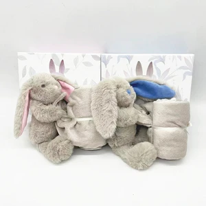 Easter Plush Animal Baby Security Blanket Customized Baby Cute Bunny Animal Blanket with Animals Security Blanket Gift Box
