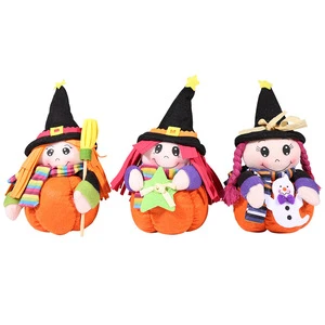 Innovative Cloth Halloween Desktop Witch Pumpkin Decoration Gift Item for the Season