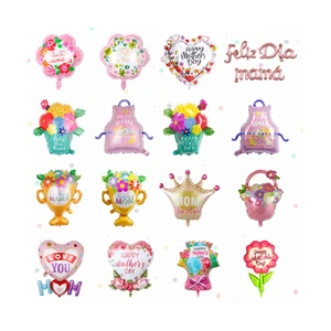 Mother's Day Gift Basket with Trophy & Heart Balloons Perfect for Party Decorations & Celebrations