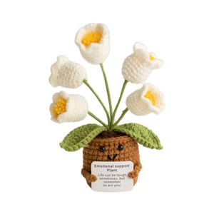 Crochet Sunflower Tulip & Rose Pot with Knitted Potted Plants for Valentine's Day & New Year Decor Finished Product