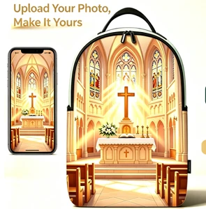 No MOQ Custom Photo Backpack POD Personalized Print Backpack Upload Your Own Church Picture Christian Religious Easter Memorial