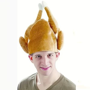 Wowei Plush Roasted Turkey Thanksgiving Novelty Hats Party Favor Supplies Thanksgiving Costume Chickelegcap