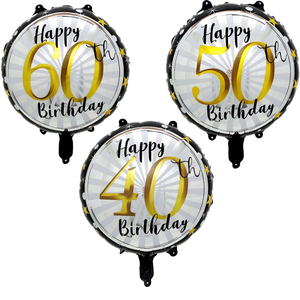 New 18 Inch Adult Birthday Round Aluminium Film Balloon for 21-40 Birthday Party Decoration