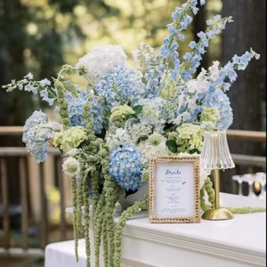 DKB Flower Factory Low Price Modern Flower Ball Green Blue Silk Hydrangea 50cm Artificial Flower Ball Centerpiece