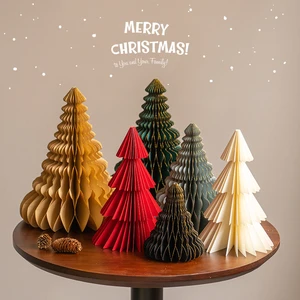 Nicro Wholesale Standing 2pcs Biodegradable Supplies Giant Tree Shape Party Wall Decoration Set Xmas Christmas Paper Honeycomb