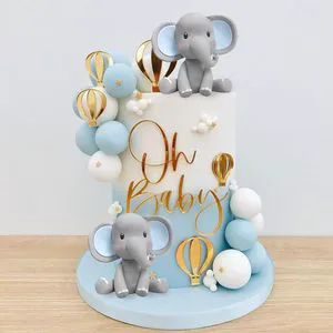 Blue Elephant Happy Birthday Party Accessories Kids Cake Decoration Supplies for Christmas and Other Festive Occasions