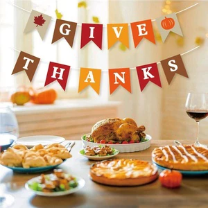 New for Cross-border Thanksgiving-themed Decorative Non-Woven Fabric Garland with Autumn Maple Leaves and Pumpkin Decorations