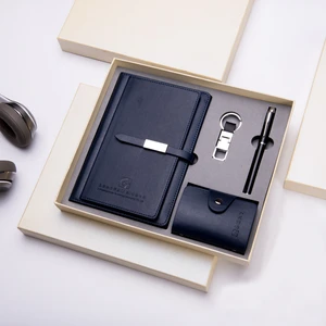 Custom Logo Father Day Business Office Promotion Luxury Leather Notebook Pen Corporate Gift Set for Men