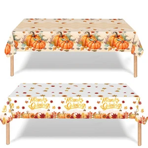 2026 Thanksgiving Party Tablecloth Autumn Maple Leaf Pumpkin Disposable Decoration 137*274cm Supplies Props